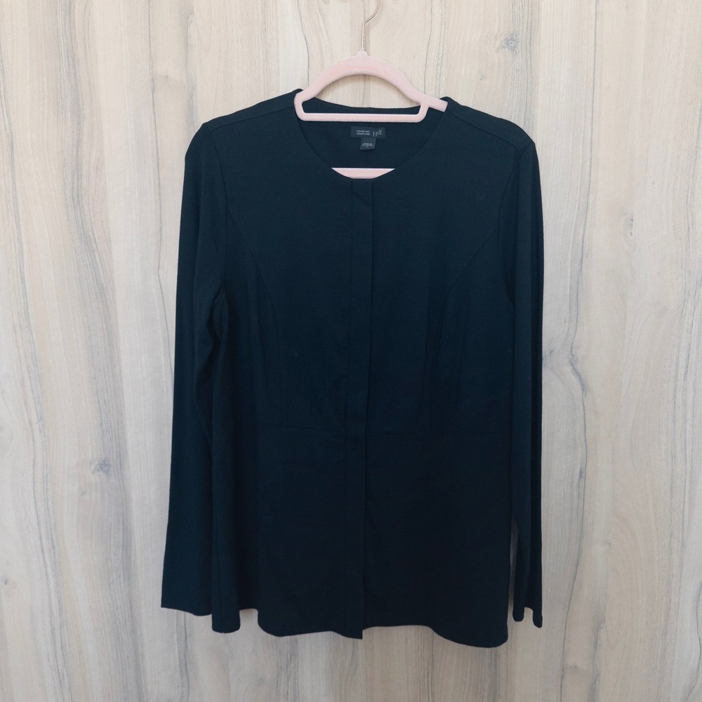 J. Jill Womens Knit Jacket S Black Wearever Collection Zip Front Classic Career